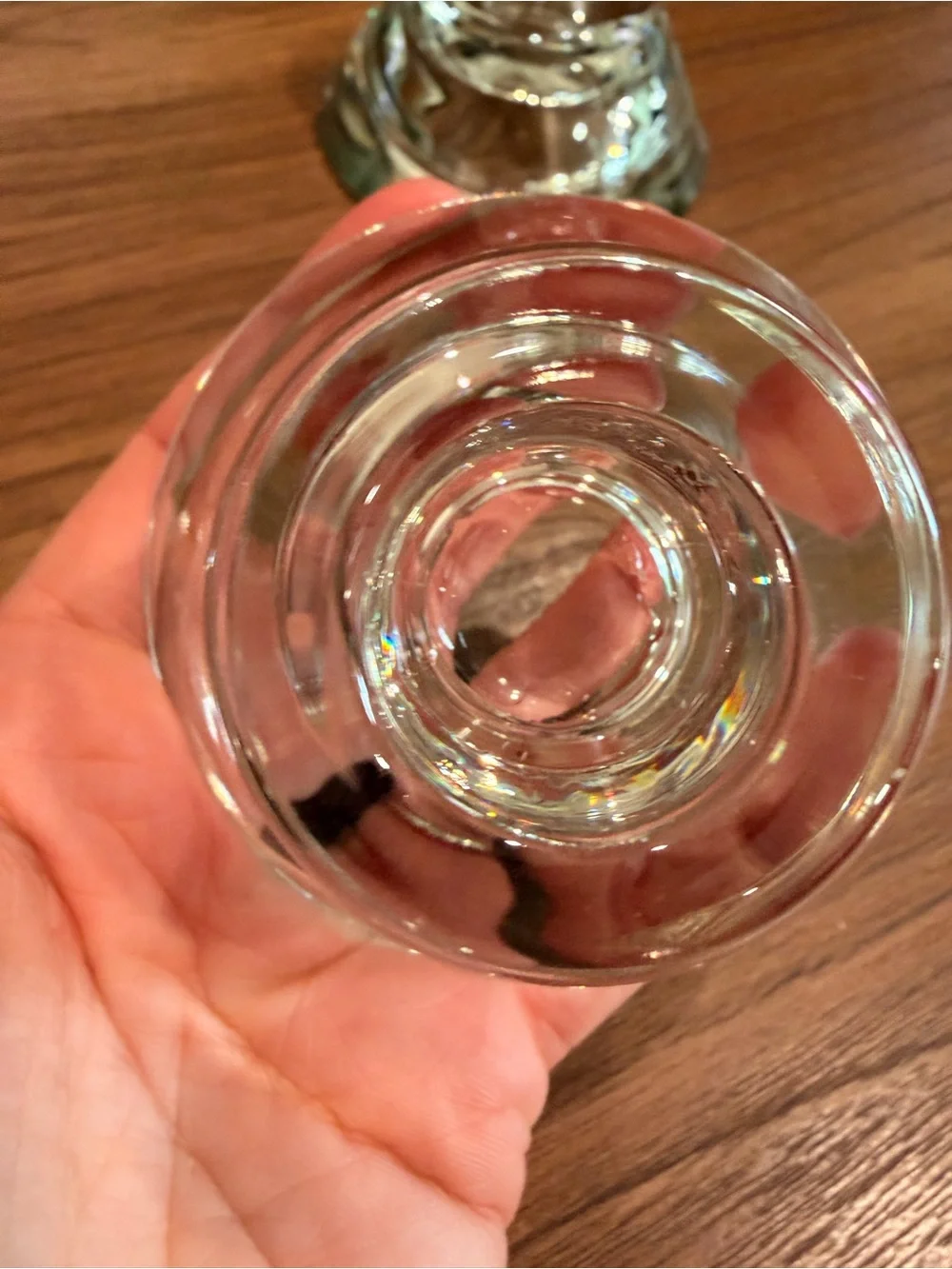 Set of 2 VTG MCM Clear Glass Candlestick Holders Design K Hagberg M Hagberg